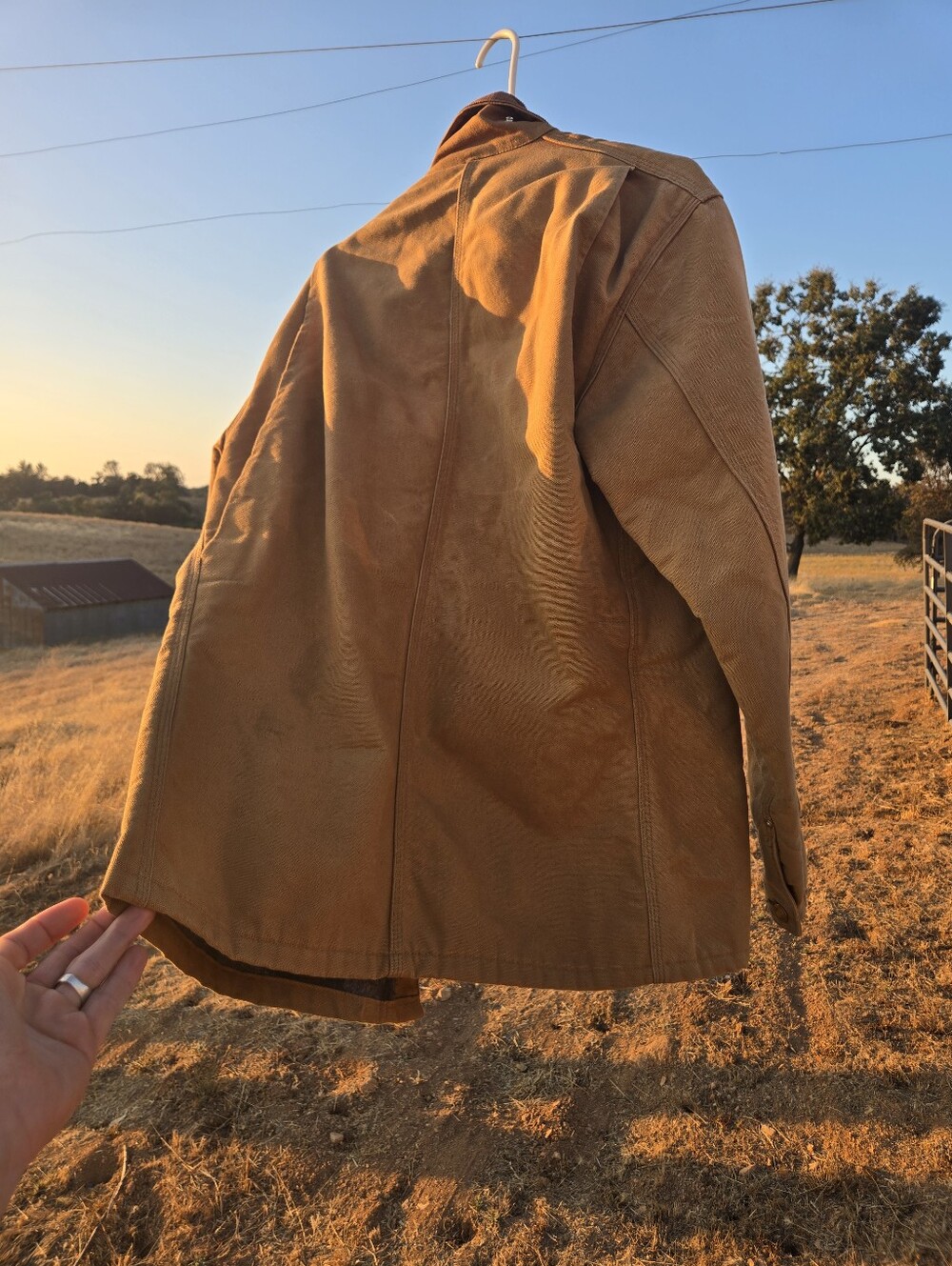 Carhartt Brown Duck Canvas Chore Coat with Corduroy Collar Vintage Size 42 - Picture 3 of 8